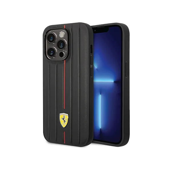 Ferrari Étui en cuir véritable pour iPhone 14