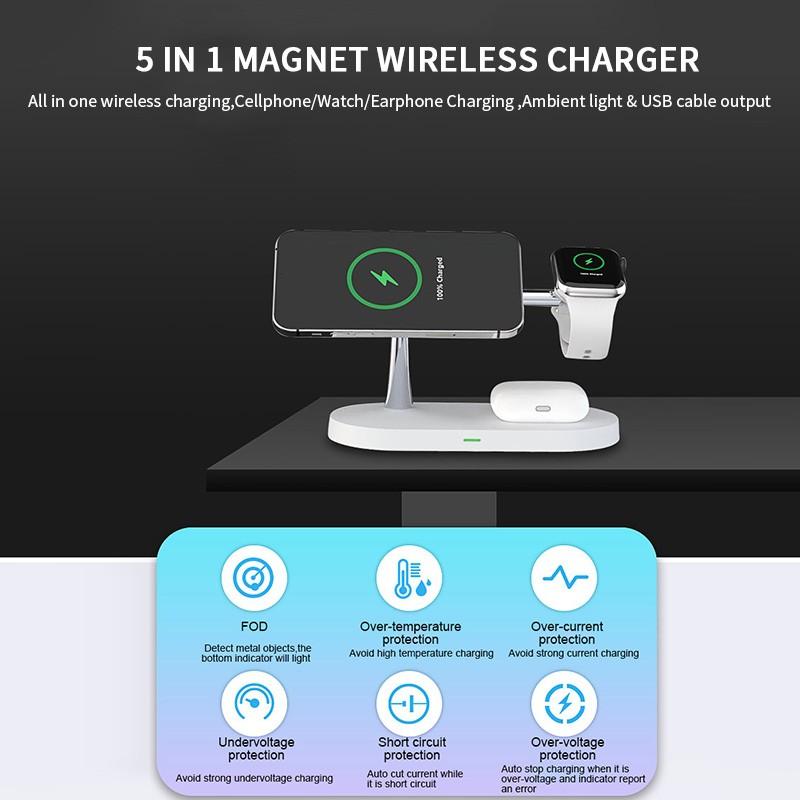 Chargeur sans fil magnétique rapide 5-en-1 – Code ZI