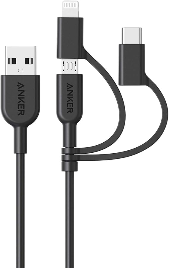 Anker PowerLine II Câble de charge 3-en-1 (USB-C, Micro-USB, Lightning)