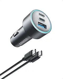 Anker Voiture Chargeur Auto 3 Ports 67W avec Câble USB-C Inclus