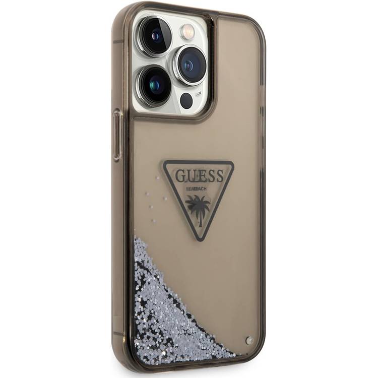 Guess liquid glitter beach case with triangle logo for iphone (14-15 series)