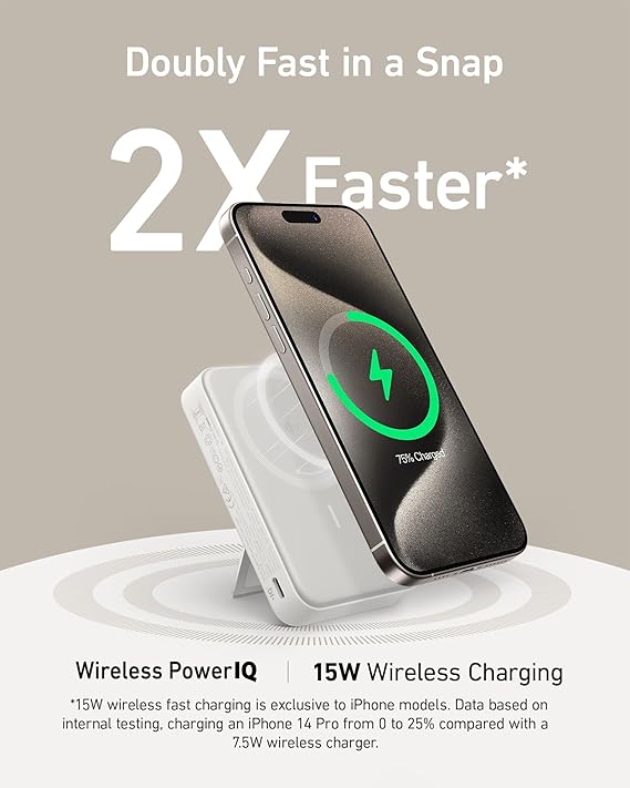 Anker MagGo – Batterie externe à charge magnétique ultra rapide avec écran intelligent