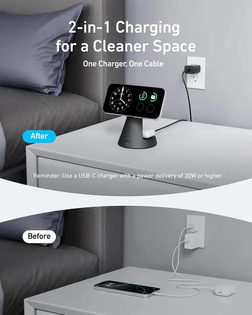 Anker MagGo 15W Dock de Charge (2-en-1) avec Câble USB-C