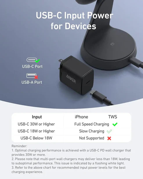 Anker MagGo 15W Dock de Charge (2-en-1) avec Câble USB-C