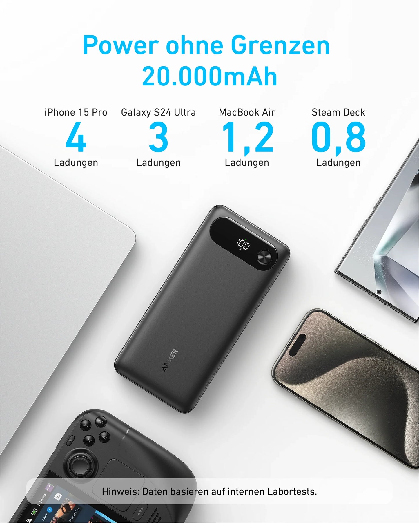 Anker 20 000 mAh 87W avec câble USB-C intégré Batterie Externe Anker 20 000 mAh 87W avec câble USB-C intégré Batterie Externe