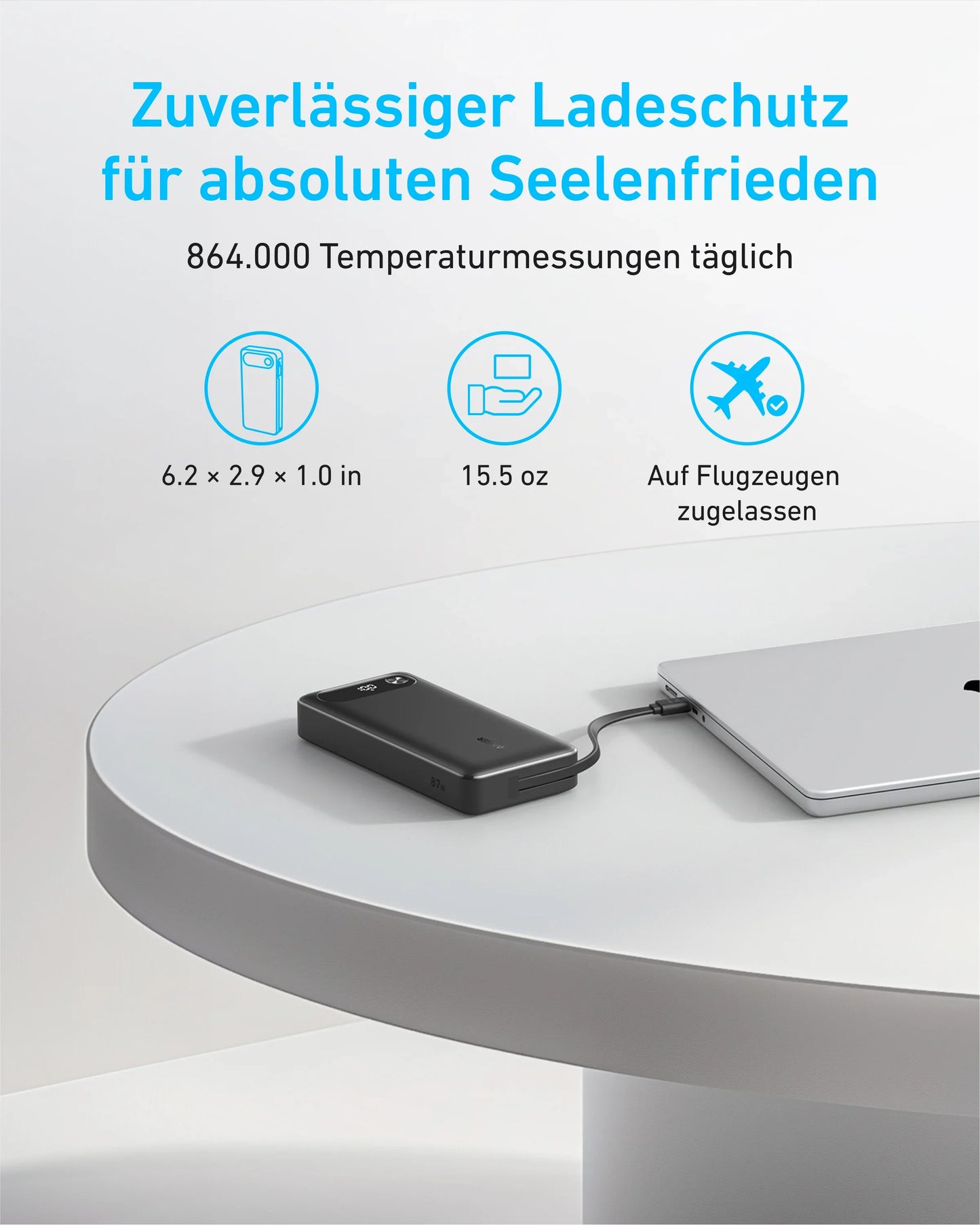 Anker 20 000 mAh 87W avec câble USB-C intégré Batterie Externe Anker 20 000 mAh 87W avec câble USB-C intégré Batterie Externe