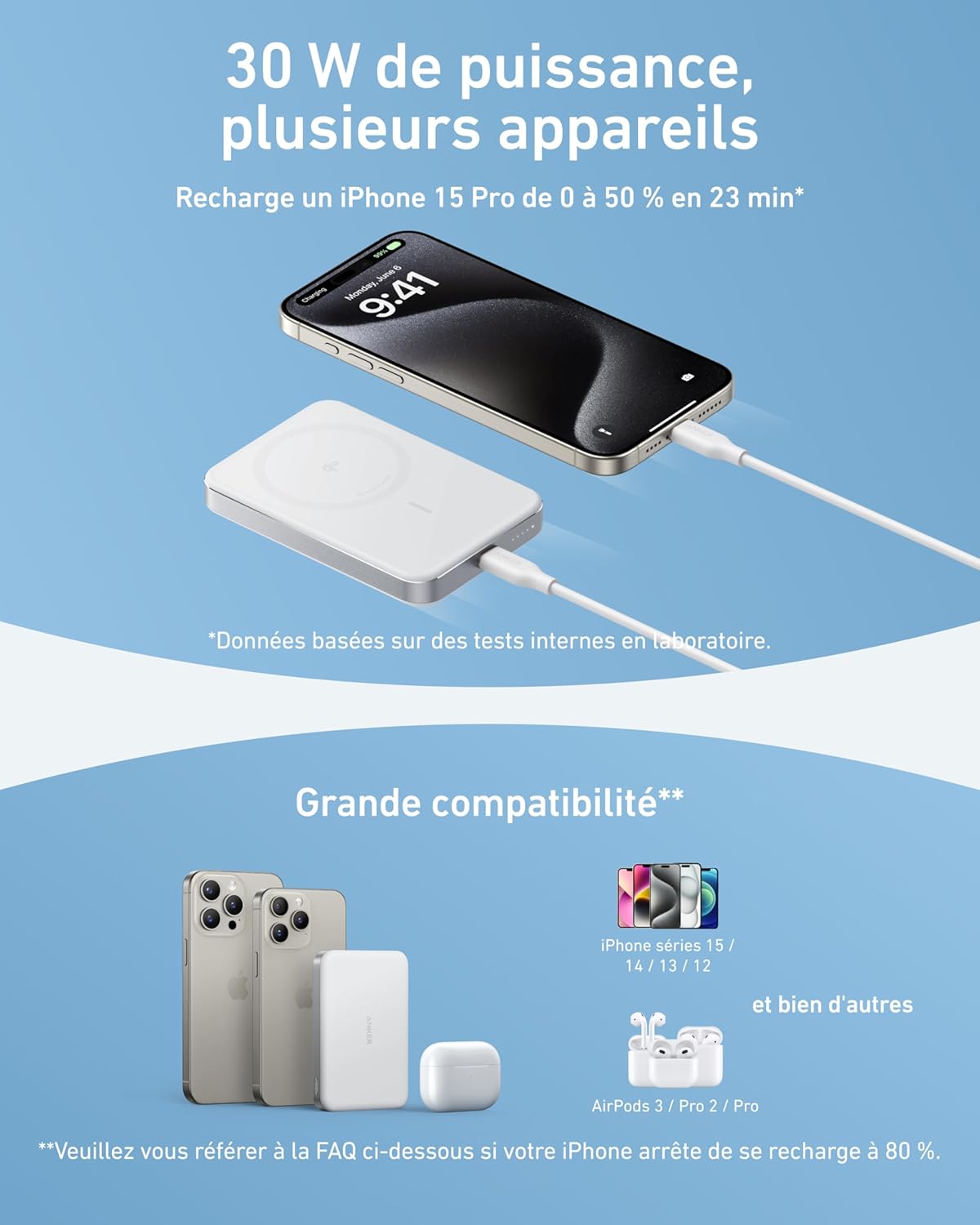 Anker 10000k Batterie externe magnétique ultra-slim