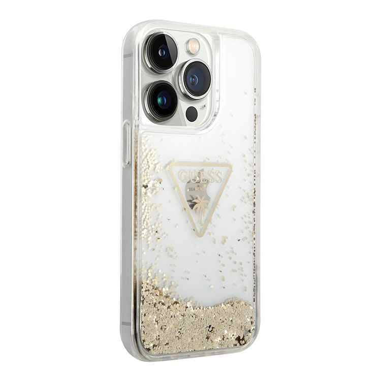 Guess liquid glitter beach case with triangle logo for iphone (14-15 series)