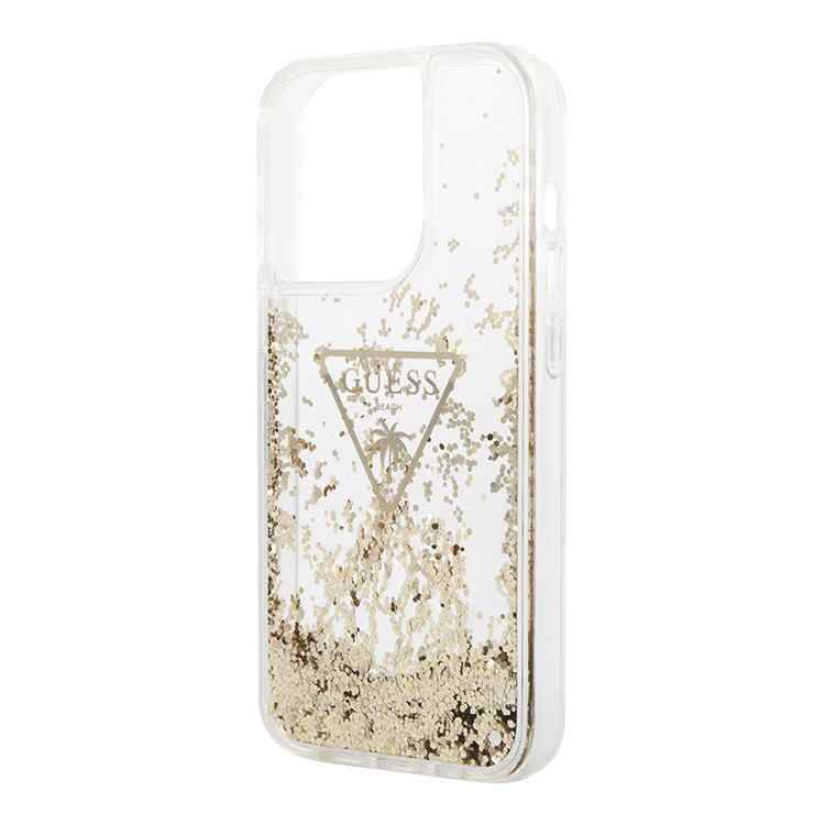 Guess liquid glitter beach case with triangle logo for iphone (14-15 series)