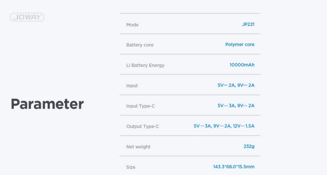 JOWAY POWER BANK 10,000MAH
