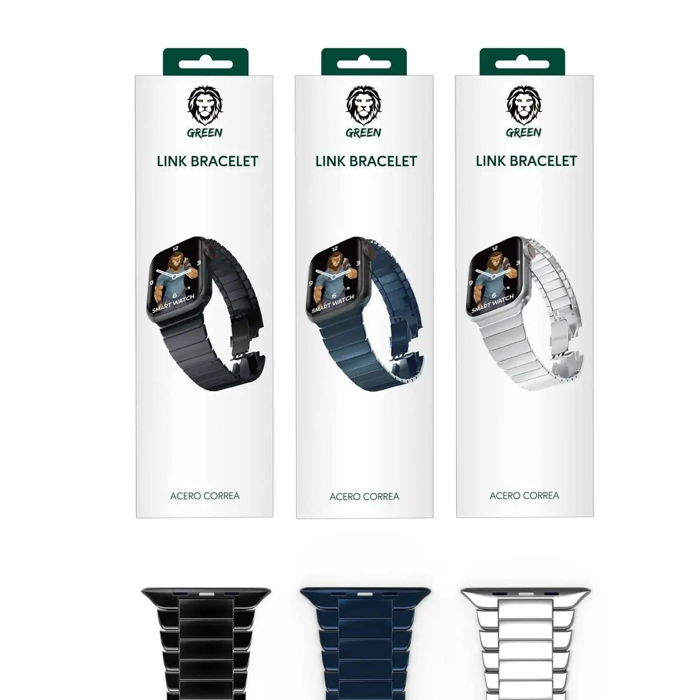 GREEN LION Bracelets pour Apple Watch (Trail, cuir, maillons)