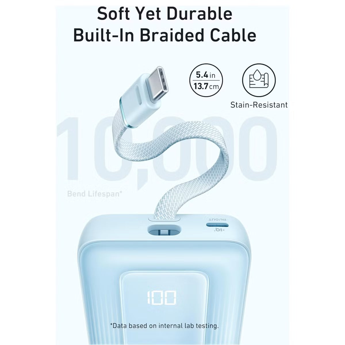Anker zolo batterie externe (10000k, 30W, câble USB-C intégré)