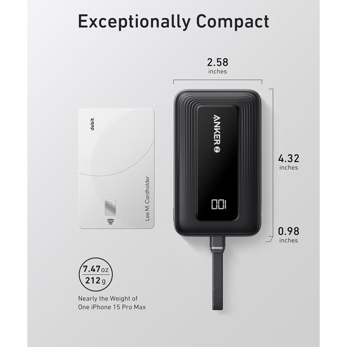 Anker zolo batterie externe (10000k, 30W, câble USB-C intégré)