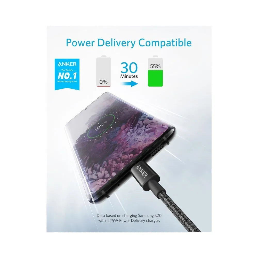 Anker naylon câble USB-C vers USB-C (6ft , 60W, tressé)