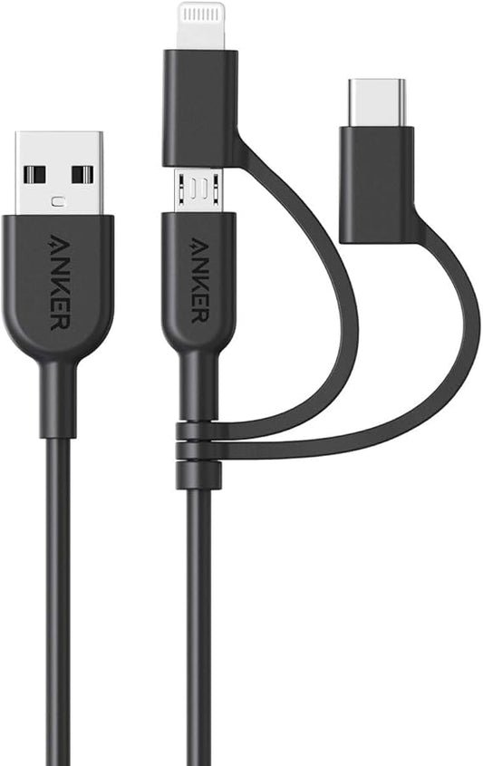 Anker PowerLine II Câble de charge 3-en-1 (USB-C, Micro-USB, Lightning)