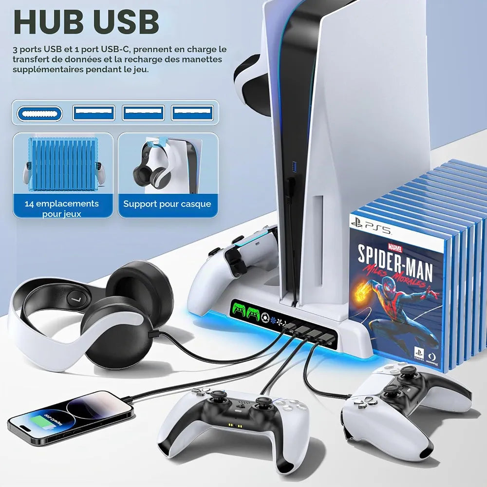 Oivo Support de refroidissement pour PS5 avec chargeur de manette