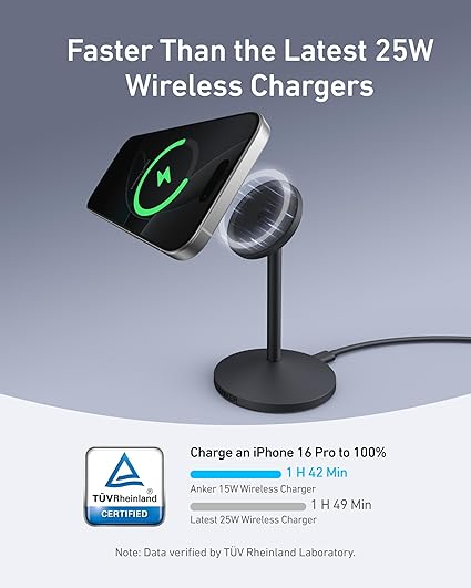 Anker MagGo Qi2 15W avec Câble USB-C Support de Charge Sans Fil