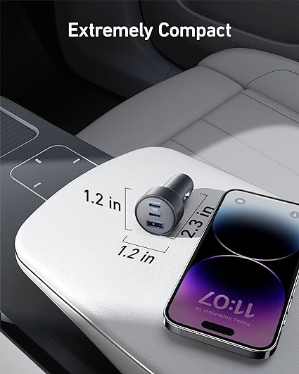 Anker Voiture Chargeur Auto 3 Ports 67W avec Câble USB-C Inclus