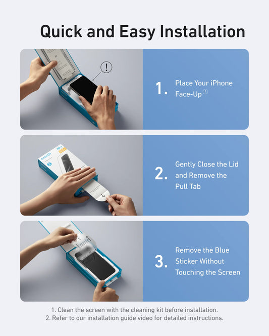 Anker Easy Fit Kit de protection d’écran (verre trempé ShieldX, HD, lot de 2)