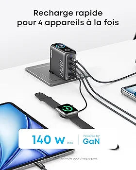 Anker Zolo chargeur (140W/4 ports) avec câble USB-C
