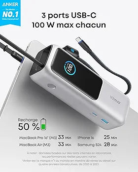 Anker Batterie externe multi-appareils (25 kW-165 W) avec câbles intégrés