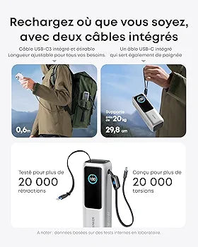 Anker Batterie externe multi-appareils (25 kW-165 W) avec câbles intégrés