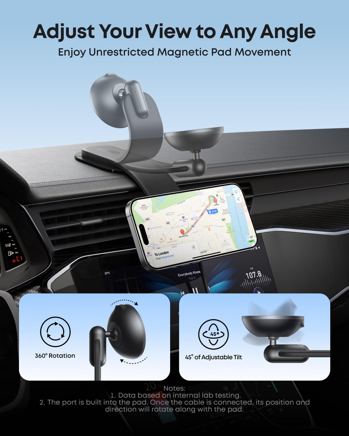 ANKER NANO CHARGEUR MAGNÉTIQUE SANS FIL POUR VOITURE AVEC ADAPTATEUR DE VOITURE ET CÂBLE USB-C