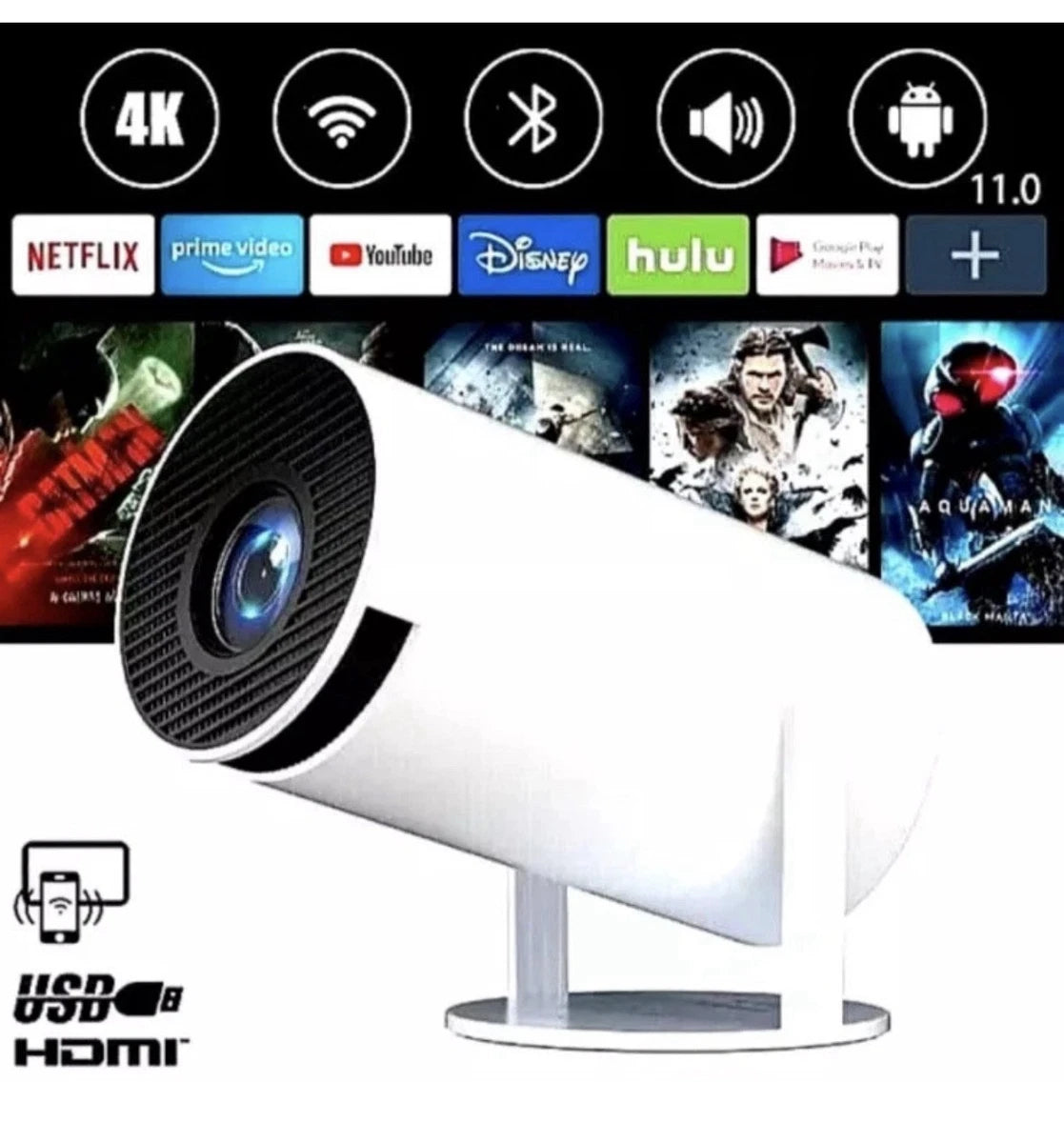 Led Mini projecteur multimédia ultra HD